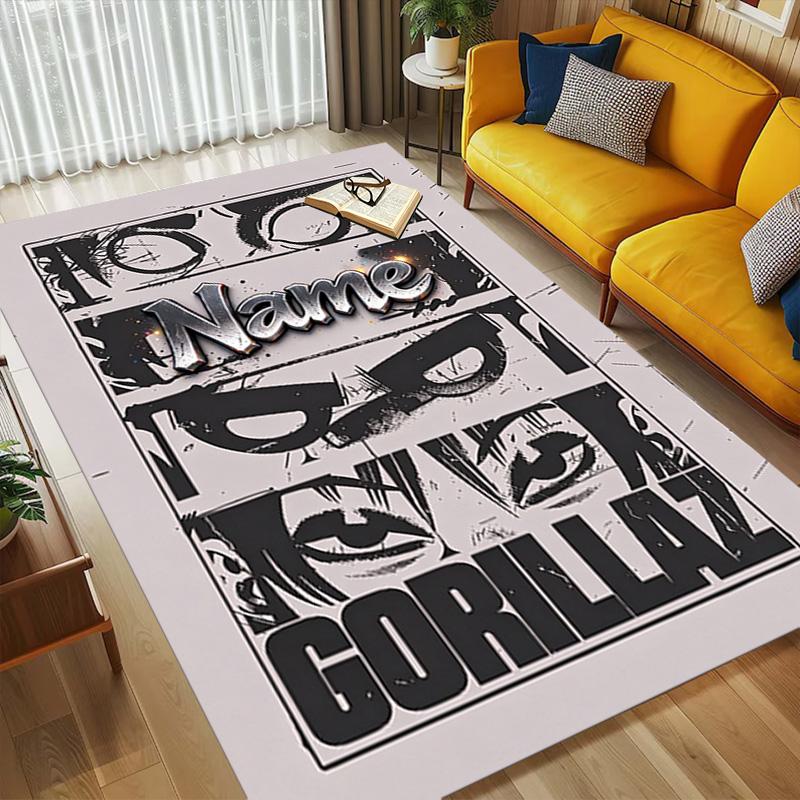 Custom Name Gorillaz Carpet Rug for Bedroom Living Room Home Sofa Decoration,Playroom Sofa Office Home Decor Game Large Decor Floor Mat