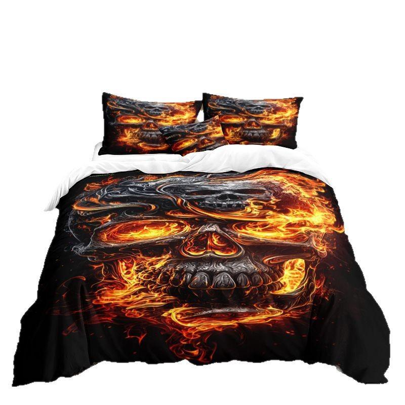 Skull Series 3D Digital Printing Three-Piece Bedding Kit Bed Sheet Quilt Cover