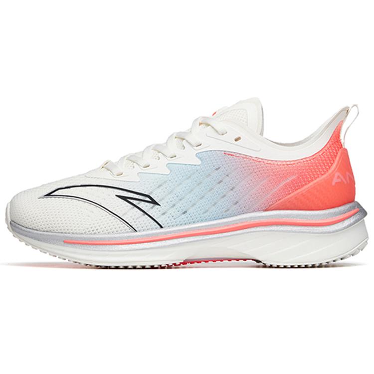 

New ANTA MACH 1.0 Running Shoes Women s Low top Ivory White/Light Blue/Neon Red 122215566-1 35.5