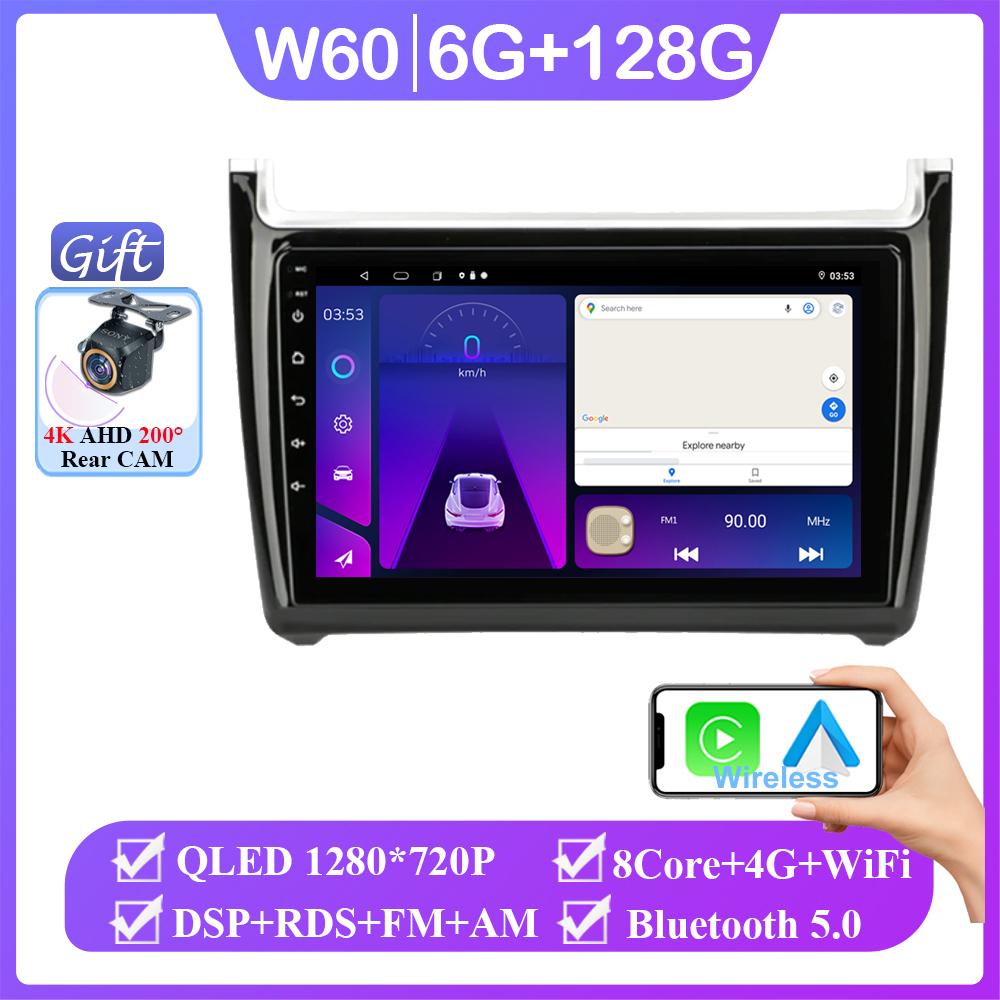 Android 14 For VW Volkswagen Polo 2008 - 2020 Auto Radio Stereo GPS Navigation Multimedia Head Unit 4G Carplay NO 2Din DVD QLED