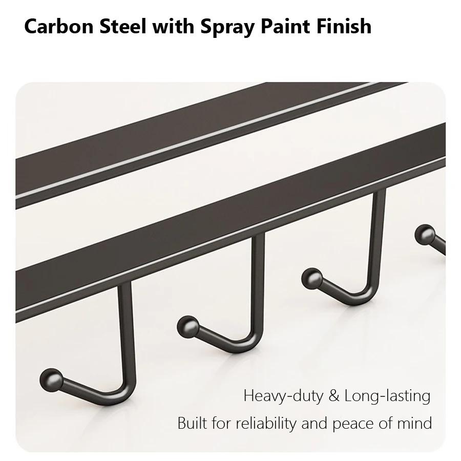 Kitchen Under Cabinet Hanging Hook Organizer Rack, No‑Drill Utensil Holder, Cabinet Shelf Hook for Mugs, Towels, Cooking Tools,
