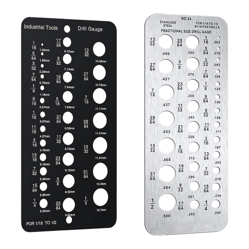 29-Holes Caliper Gauge 1/16 Inch To 1/2 Inch Screw Gauge Card  Measurement Equivalents