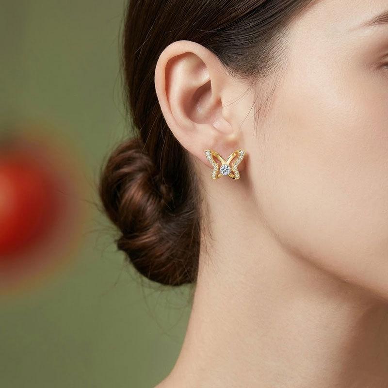 Smart three-dimensional butterfly earrings sweet niche zircon jewelry 925 silver stud earrings women s jewelry gifts 925 silver