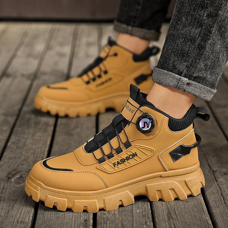 Autumn men's shoes high-top Martin boots men's British retro tooling shoes platform non-slip wear-resistant short boots trendy shoes