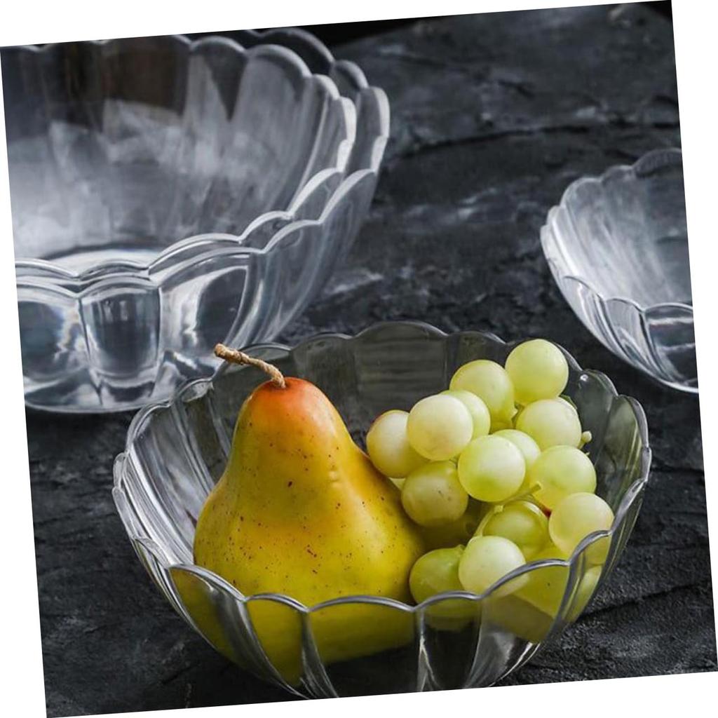 OUNONA Clear Salad Lotus Flower Fruit Dessert PC Tableware for Home and Commercial Use Bowl, 19.5cm, Shape, Bowl, Bowl, Acrylic, Shatter-Resistant,
