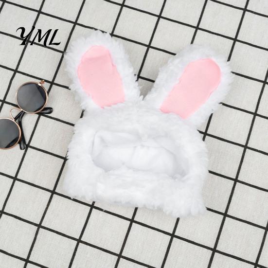 Fleece Tierohren Mütze Hasenohren Katzenhut, Niedliche Haustier Weiche Plüschmütze Bequeme Foto Requisite mit Hase für Katzen Kleine Hunde Party Kostüm Lustige Fotos