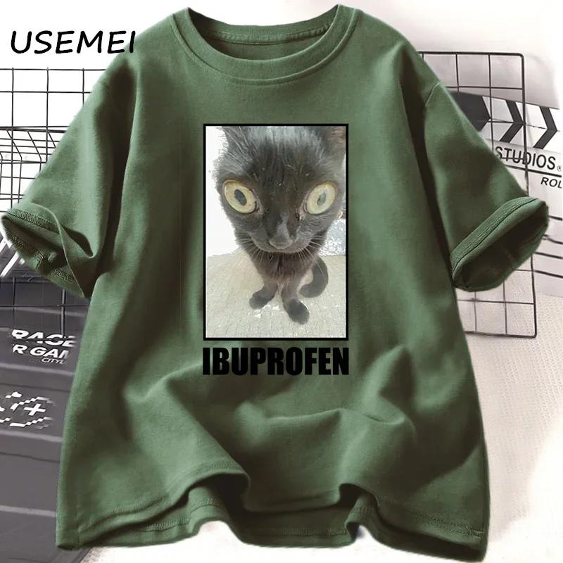 Funny Cat Ibuprofen Graphic T Shirts Unisex Unisex Cotton Tee Clothing Creativity Short Sleeve Fashion Casual Loose Tops Streetwear