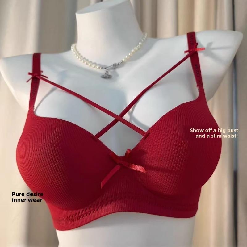 Ladies Spring Summer Sexy Leopard Print Pure To Thickened Steamed Bun Cup Gathered on The Collection Pair of Breast Underwear