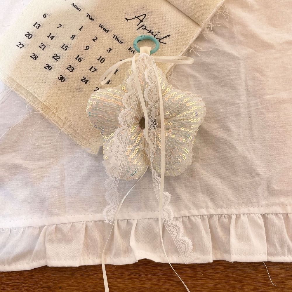 Polka Dot Stuffed Flower Keychain Korean Style Hair Rope Key Ring Lovely Cute Bag Decoration  Girls