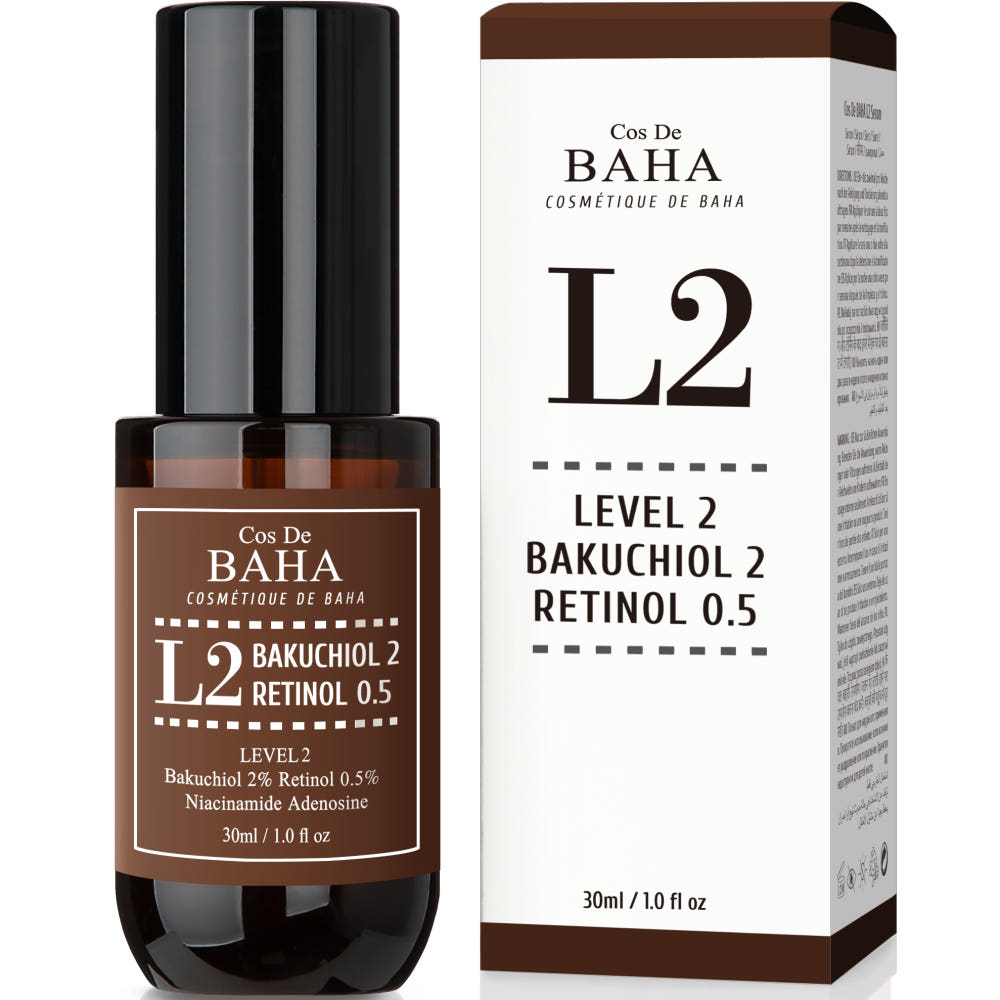 COS De BAHA L2 Bakuchiol 2% Retinol 0.5% Vitamin A Anti-Wrinkle Brightening Ampoule Serum 30ml 30ml 1EA