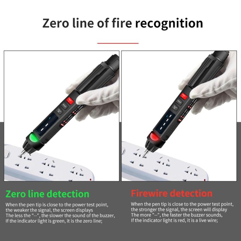 Voltage Testers Non-Contact Electrical Tester Phase Sequence Meter Electric Compact Pen with NCV LED Flashlight
