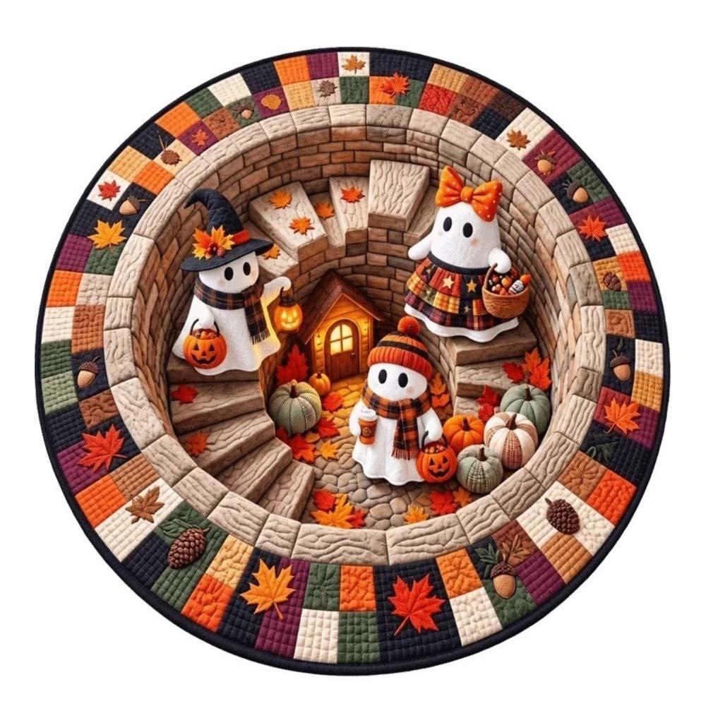 Stain Resistant Christmas Round Carpet Crystal Velvet Festive Area Mat Family Gathering