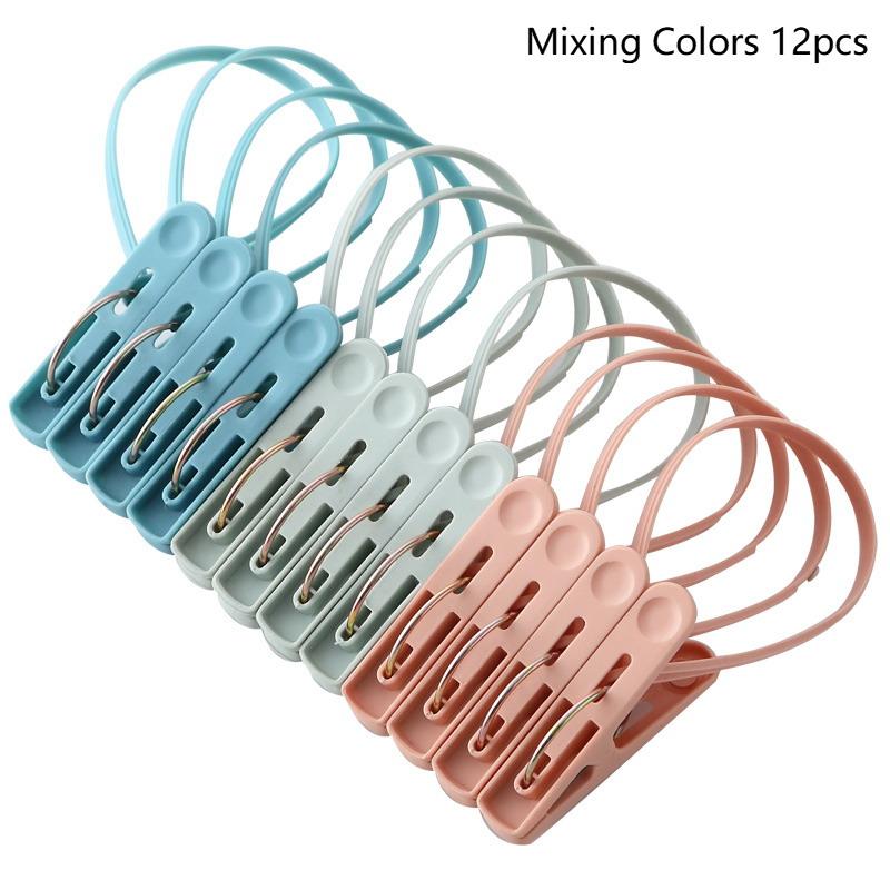 

12-Pack Hook Clip Clothes Hanger Household Clothesline Strong Small Windproof Clips For Drying Clothes Socks And Underwear A
