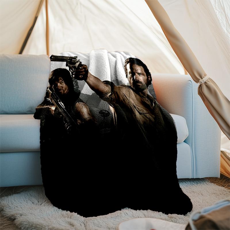 Daryl Rick Theme Printed Blanket Perfect For Couch Bed Travel Outdoor Use Machine Washable Cozy Durable