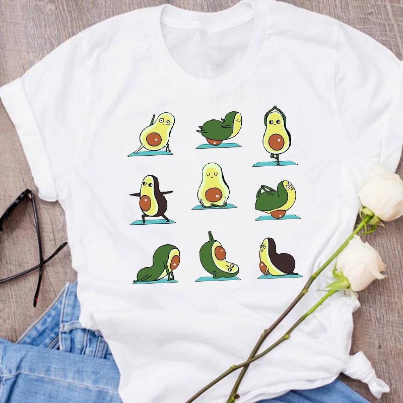 Women Graphic Avocado Cat Printing Cartoon Fruit Clothes Floral Lady Clothing Female Tees Print Tops T Shirt Womens T-Shirt