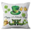 Home Cushion Cover St. Patrick's Day Pillowcase Four-leaf Clover Plaid Sofa Cushion Cover