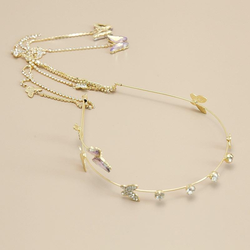 Glitter Girls Hair Hoop Korean Style Shining Rhinestone Headband Butterfly Tassel Hairpin Exquisite Jewelry Hair Accessories