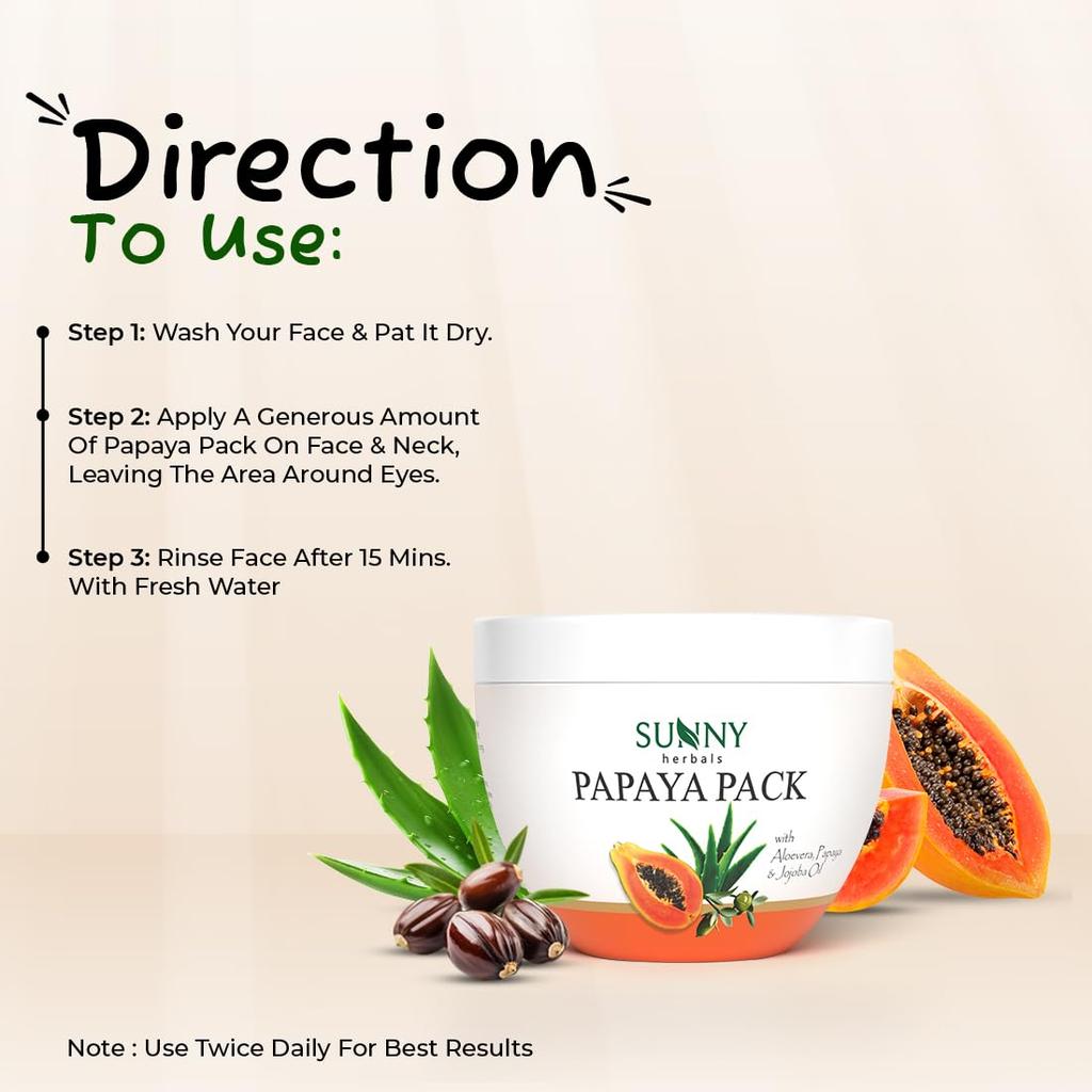 Sunny Herbals Papaya Face Pack Pore Tightening Complexion Care For Men Women Deep Nourishing Glow Skin Mask 150 g