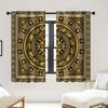 2PC Black Gold Greek Curtains, Elegant Thermal Drapes for Living Room & Bedroom, Luxury Window Panels Home Decor