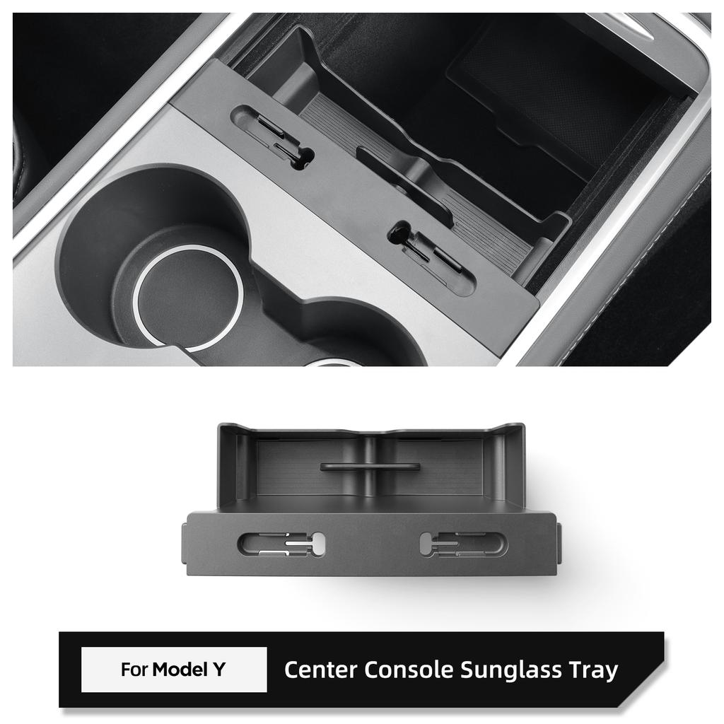 LUCKEASY Central Console Glasses Storage Box for Tesla Model Y 2025 Sunglasses Storage Tray Automotive Interior Accessories 1pc