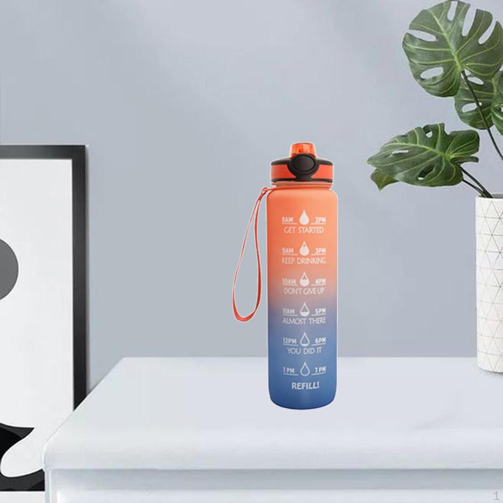 0.26 Gallon Drinking Water Bottle with Motivational Time Marker for Hiking, Cycling, Biking,