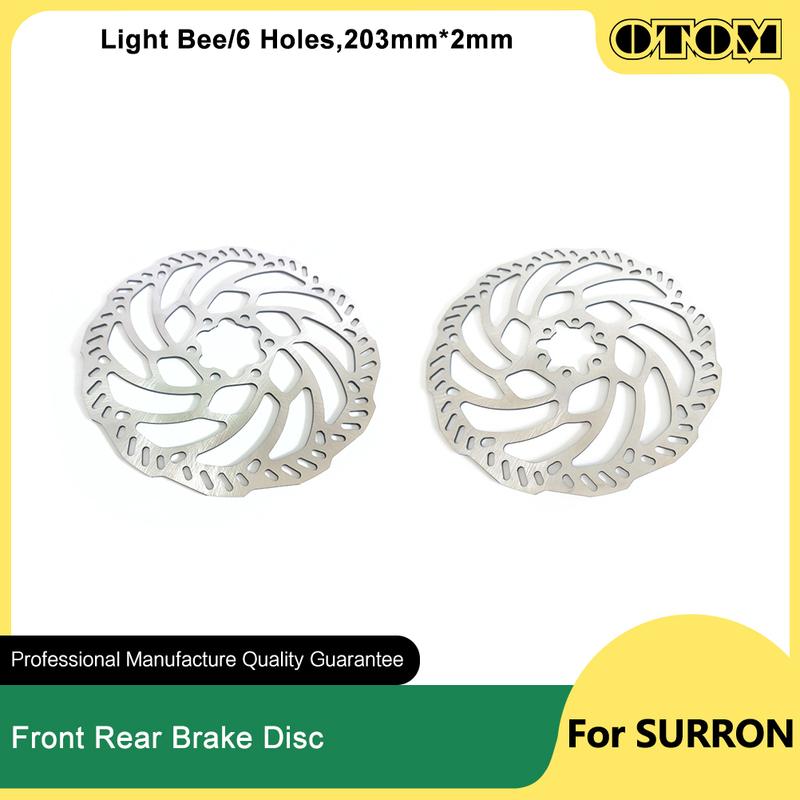 OTOM 203mm 2mm 6 Hole Motorcycle Brake Disc Rotor Front Rear Brake Plates For Surron Light Bee Electric Off-road Dirt Bike Parts