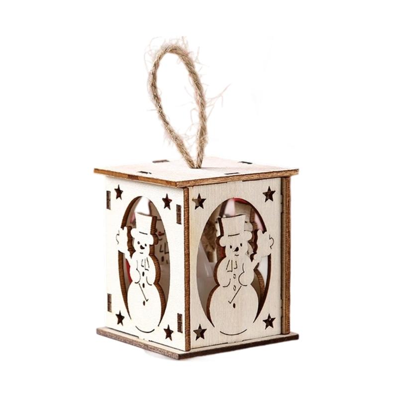 Weihnachts-Holzhaus-Dekoration Mit Warmem LED-Licht Beleuchtetes Hütten-Ornament Für Saisonale Auslage