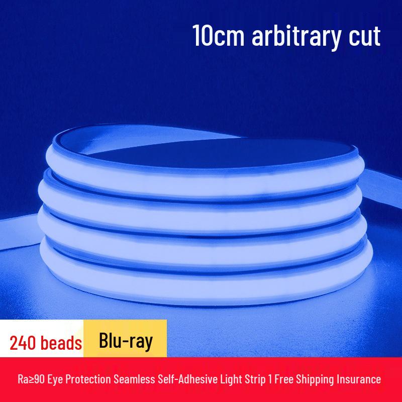 High Voltage 220V COB LED Strip Light: Super Bright, Waterproof, Self-Adhesive, Silicone-Coated for Home & Outdoor Use