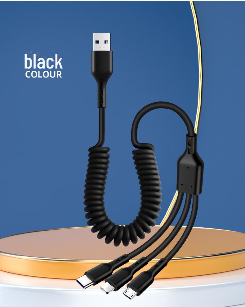 Cablu auto retractabil 3-în-1 de încărcare super rapidă 6A