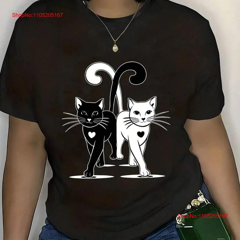 100 Cotton Black And White Cat T Shirt Vintage Designer Clothes Unisex Stretched Top For Everyday Wear Homme Fashion