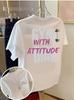 Fitness Attitude Print Tshirt DoubleSided Short Sleeve Crew Neck Casual Top For Summerspring Unisexs Clothing Daily Streetwea