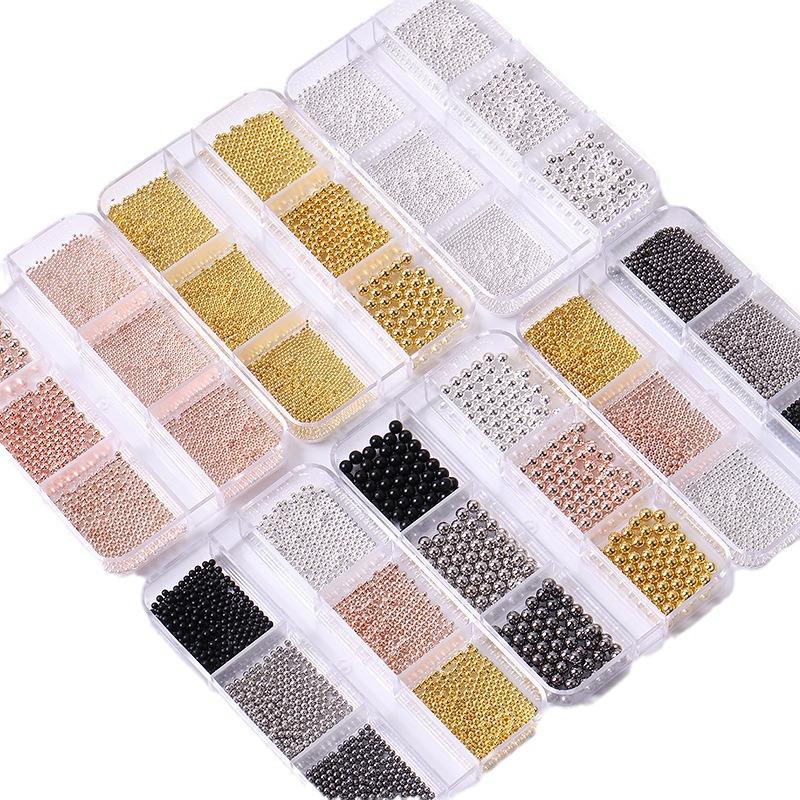 Hot Nail Art Jewelry Metal Small Steel Ball 6 Grid Mixed Nail Art Diy Jewelry Decorative Set