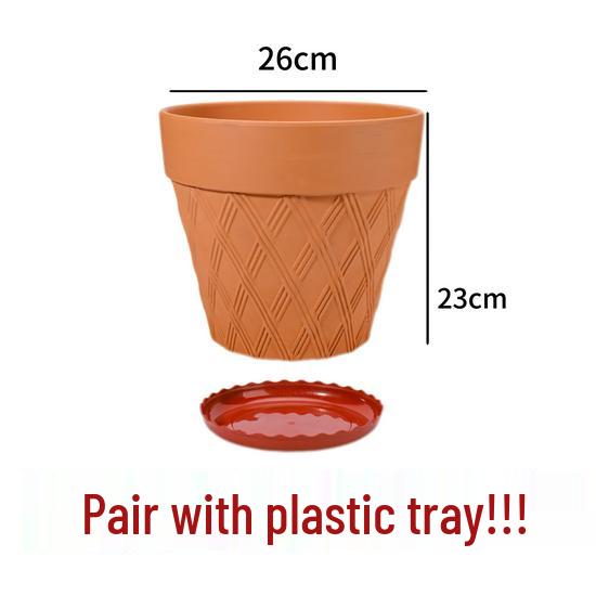 Nordic Style Macchiato Terracotta Flower Pot - Large, Breathable Red Clay with Kiln-Changed Color