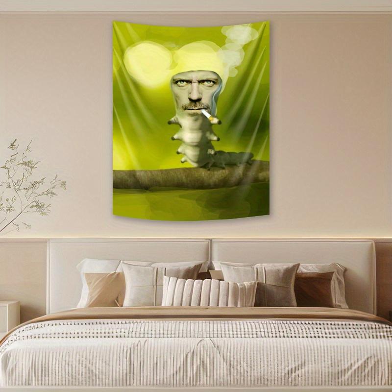 VIKAMA Surrealist Art Tapestry Face Smoking Multi Section Insect Body Fantasy Art Studio Decoration Modern Minimalist Style