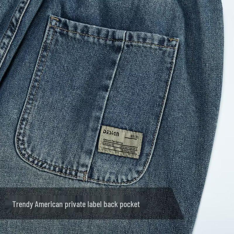 Men's Trendy Mid-Length Denim Shorts – Summer Style, High Street Influence, Hong Kong-Inspired, Perfect for Teenagers and Young Men.