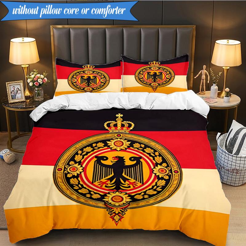3PCS Germany Coat Of Arms Design Bedding Set 2D Printing (Includes 1 Duvet Cover + 2 Pillowcases Coreless), Bedroom decor,Fan gift