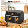 Friteuse à air chaud - NETTLIFE - 2 compartiments 10 L (5+5 L) - SYNC &amp; DUAL double zone - Écran tactile - 2200 W