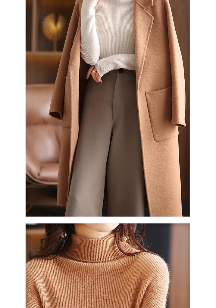 Women's High-Neck Pure Wool Sweater - Autumn/Winter Knitted Style, Stylish Tight-Fit Base Layer