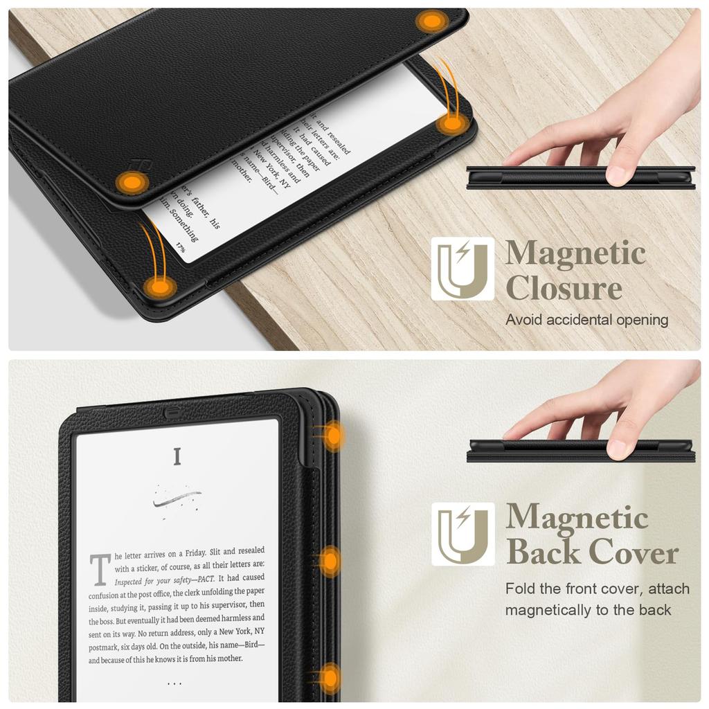 Fintie Protective Case for Kindle Paperwhite Signature Paperwhite Generation Auto Stand PU Hand Card Black Edition/Kindle 12th/11th (2024/2021