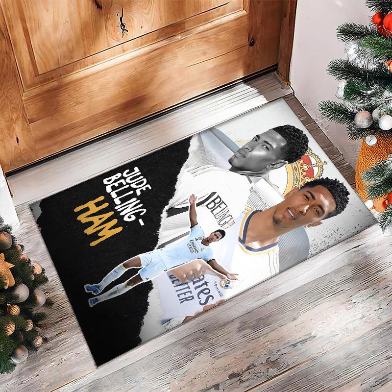 Jude Bellingham Printed Flannel Area Rug Non Slip Soft Polyester Floor Carpet Indoor Decor Mat for Bedroom Living Room Sofa