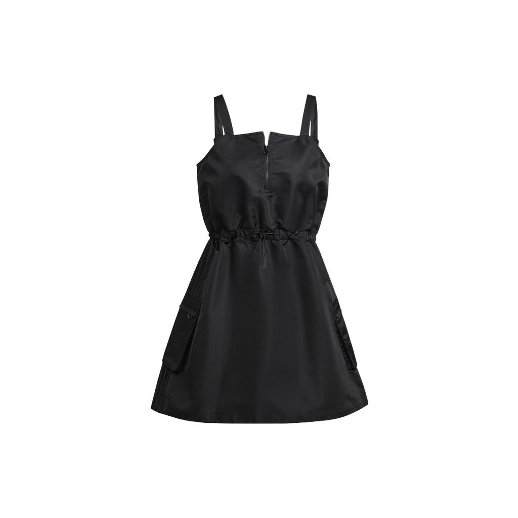 adidas Originals Kleeblatt-Logo-Aufnäher Einfarbiges Tankkleid Damenkleid Schwarz HL9066