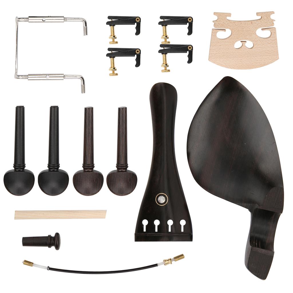 44 Violin Parts Tailpiece Ebony Tuning Pegs Chinrest Endpin Tuners Bridge Soundpost Kit