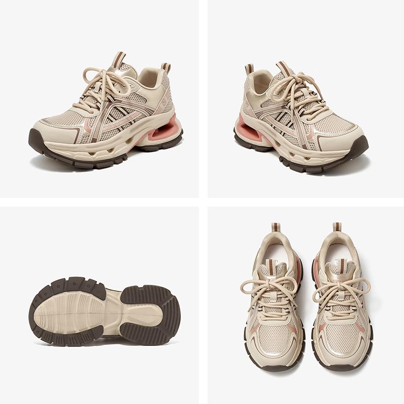 Fashion BEAUTODAY Casual Sneakers Women Air Mesh Sick Sole Round Toe Lace-up Mixed Colors 2024 Spring Ladies Shoes Handmade C29A02