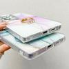 For Samsung Galaxy S25 Ultra Case with Kickstand IMD Marble Pattern Electroplated Phone Cover