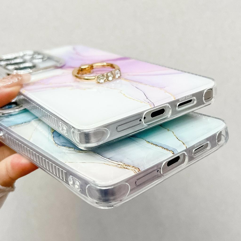 For Samsung Galaxy S25 Ultra Case with Kickstand IMD Marble Pattern Electroplated Phone Cover