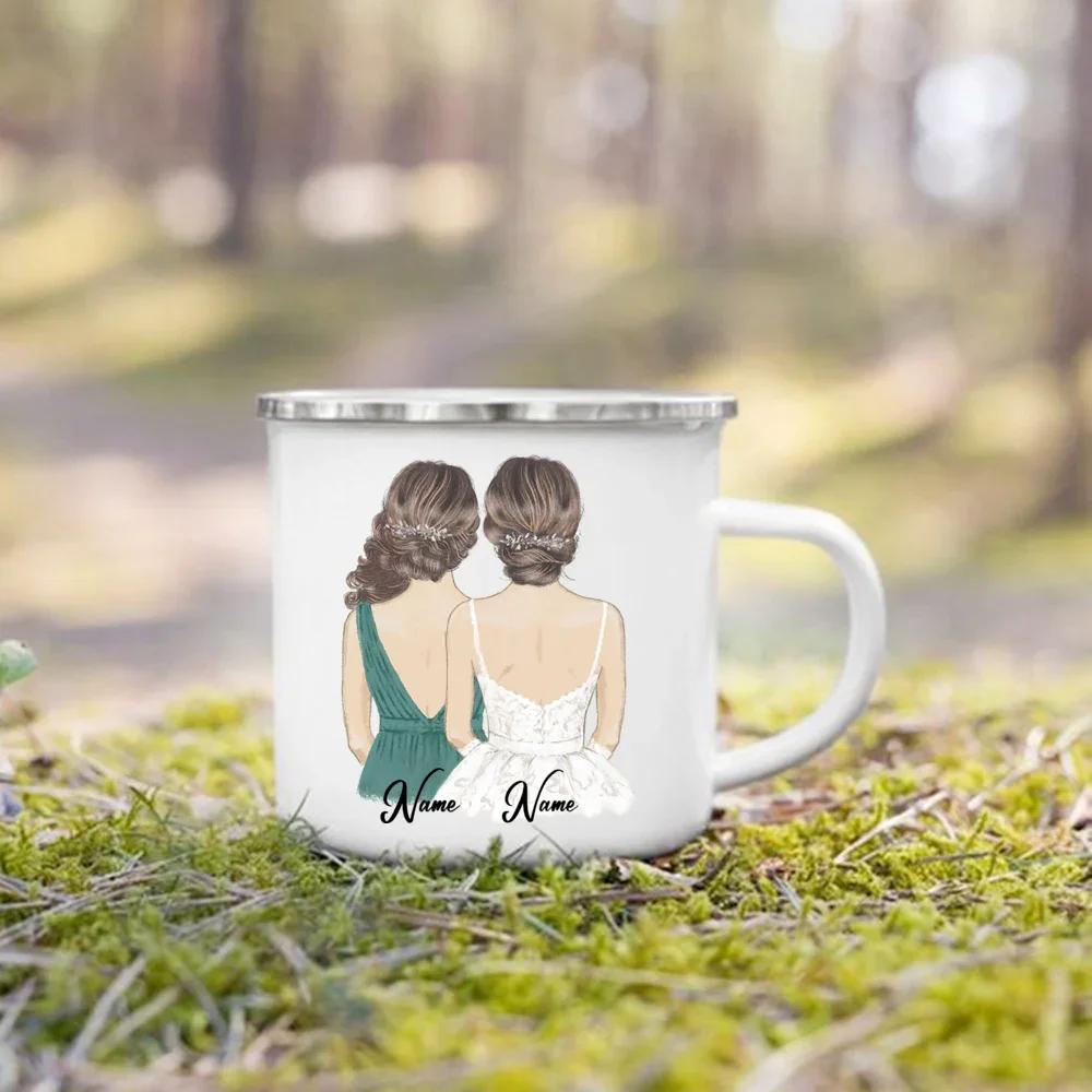 Personalized Enamel Mug Custom Name Tea Coffee Wine Mugs Bride Bridesmaid Cup Engagement Wedding Party Gifts for Maid of Honor