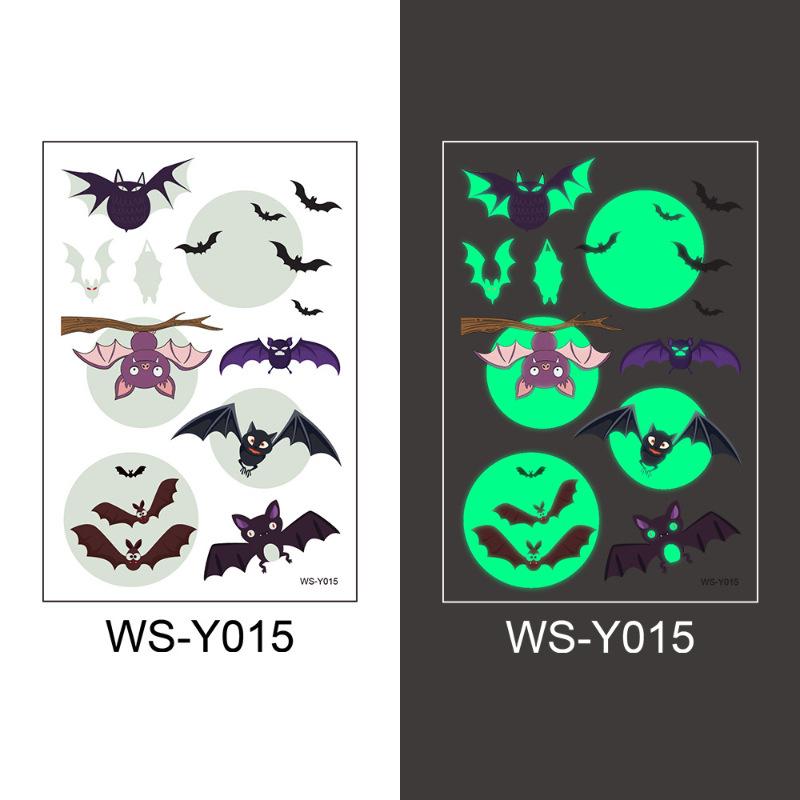 New Halloween Children's Night Light Tattoo Stickers Cartoon Cross Border Bat Party Festival Green 3D