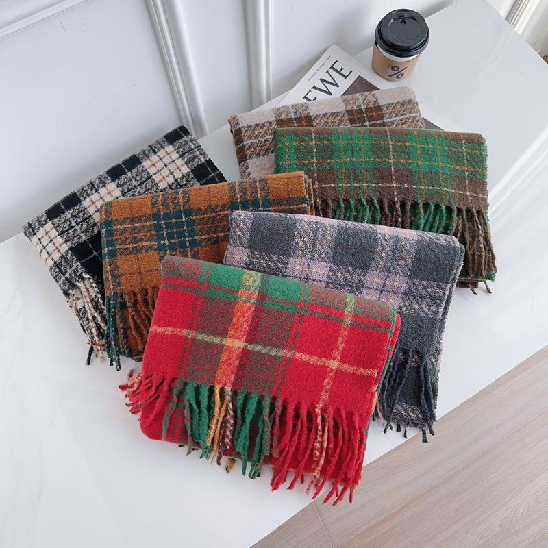 Red Plaid Imitation Cashmere Scarf: Versatile, Warm, High-End Shawl for Men & Women