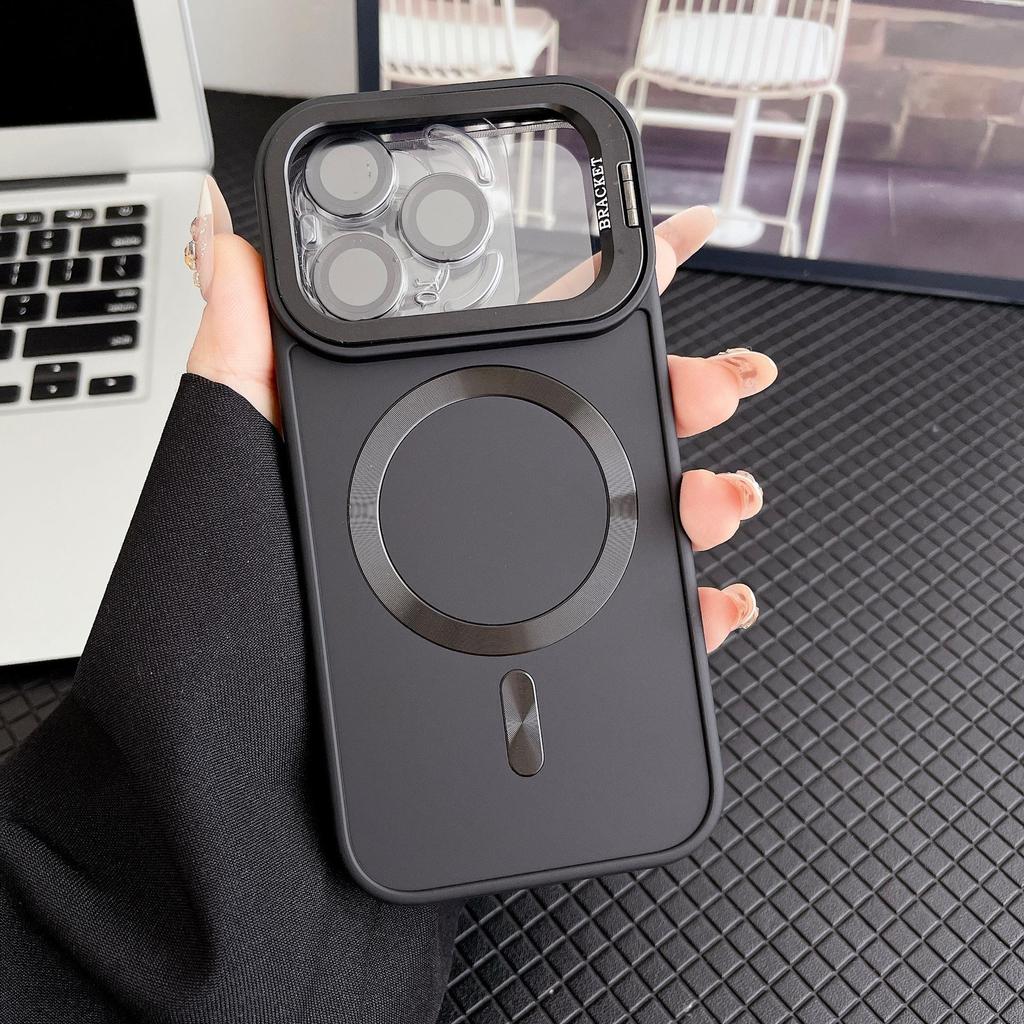 Invisible Magnetic Stand Liquid Phone Case for iPhone 13/14/15/16/17 Pro Max - Skin Feel, Protective