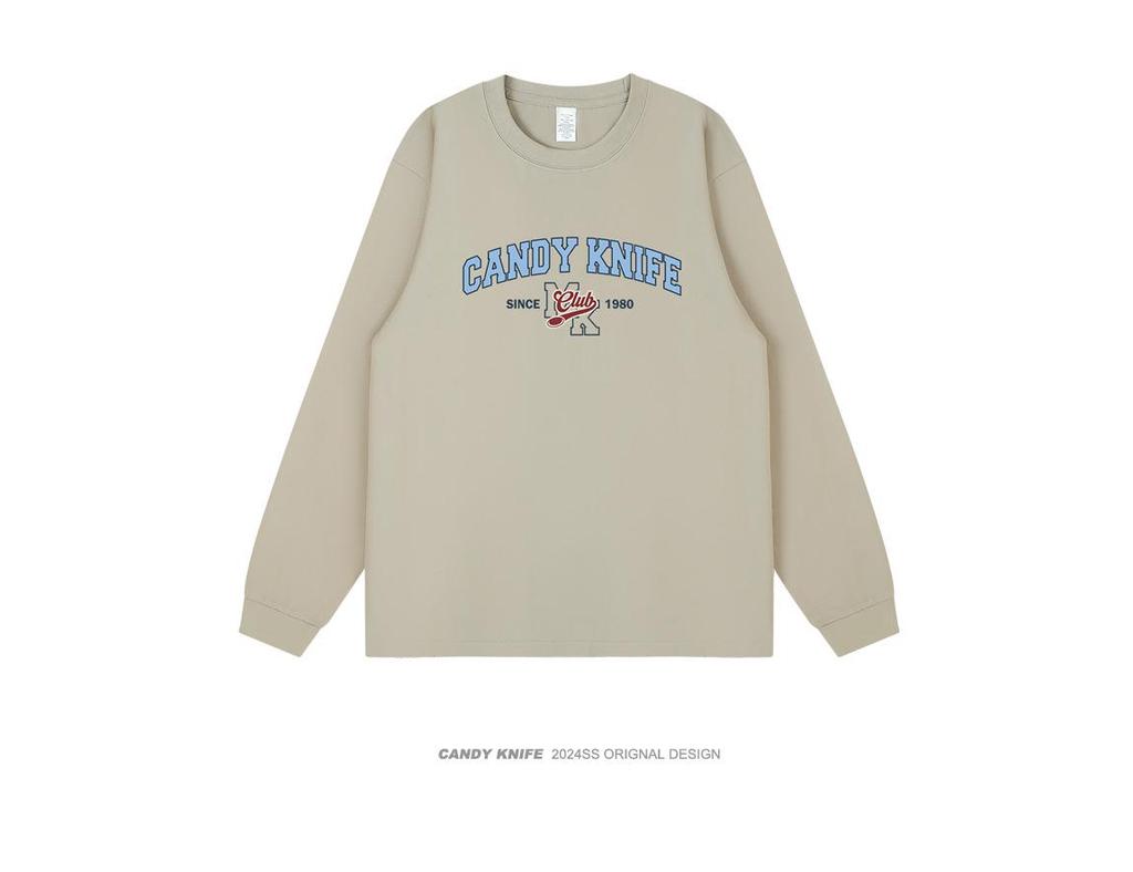 Trendy Retro American Letter Print Couples' Versatile Autumn Loose Long Sleeve T-Shirt